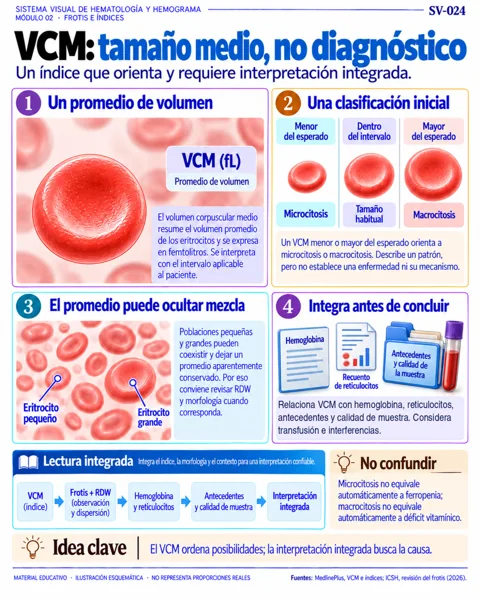 VCM: tamaño medio, no diagnóstico